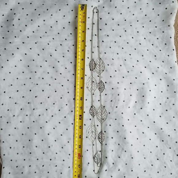 Aldo double stranded long silver leaf necklace - Picture 5 of 5